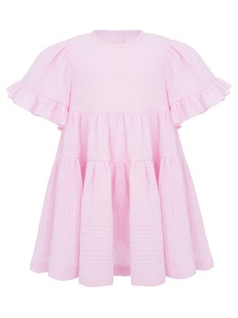 Платье муслиновое с короткими рукавами, цвет розовый, арт. 03336 - фото 7972