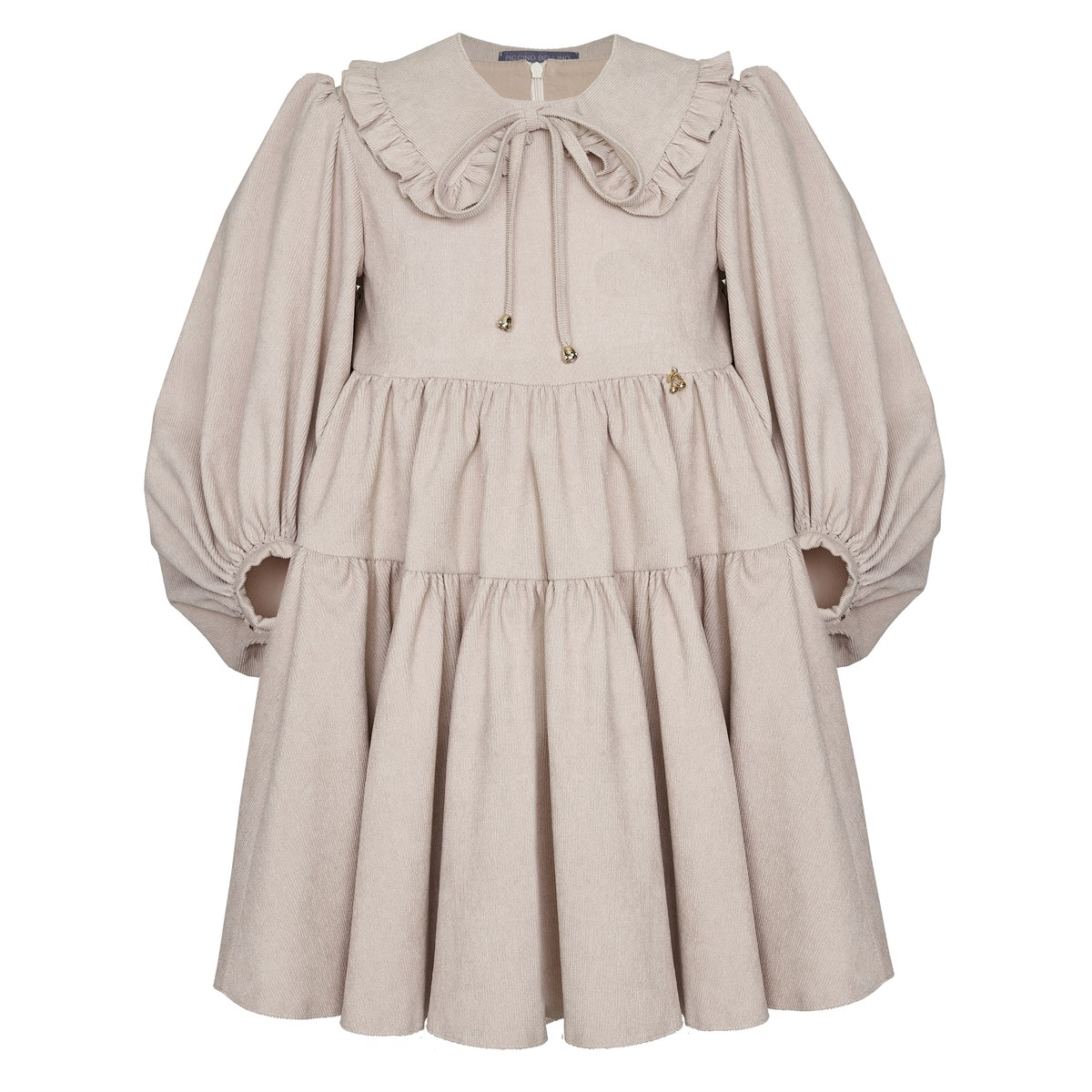 Платье вельветовое с воротником, бежевое - фото 8428