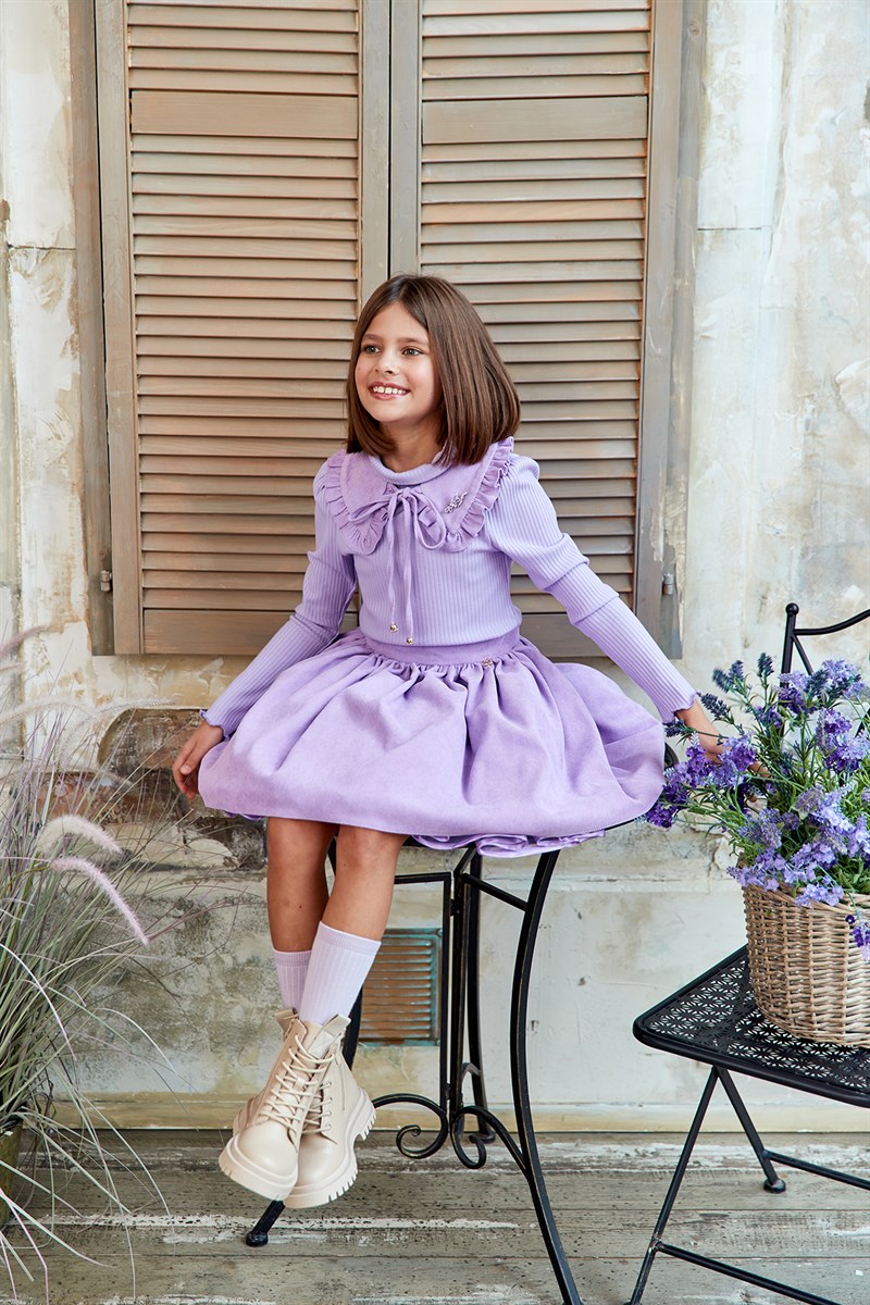 Юбка вельветовая, лавандовая 0471