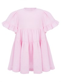 Платье муслиновое с короткими рукавами, цвет розовый, арт. 03336
