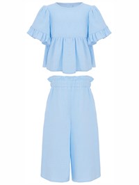 Костюм: брюки т кофточка с короткими рукавами, цвет голубой, арт. 03344