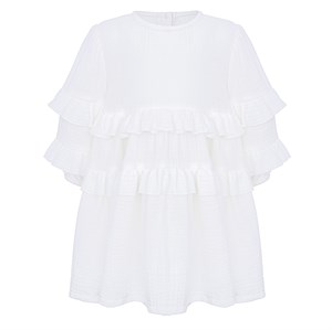 Платье муслиновое с длинными рукавами, цвет молочный